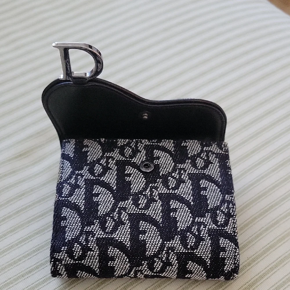 Christian Dior Black and White Saddle Wallet